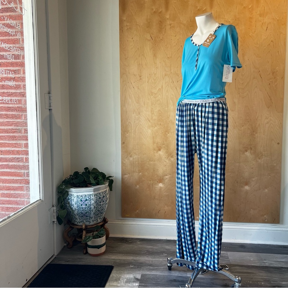 Bellabu Bear Mom Pajamas in Blue Plaid